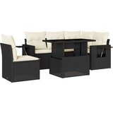  6-dijelni set vrtnih sofa s jastucima crni od poliratana | shoptok.hr