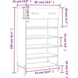 Ormarić Omarica za čevlje bela 60x35x105 cm inženirski les, (20796070) | Shoptok.si