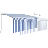 vidaXL Ročno zložljiva tenda s senčilom LED 3x2,5 m modra in bela | Shoptok.si