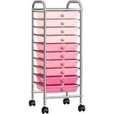  Pokretna kolica za pohranu s 10 ladica ombre roza plastična
