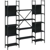 vidaXL Knjižna polica črna 155,5x24x166,5 cm inženirski les | Shoptok.si