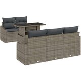 vidaXL 6-delni vrtni sedežni set z blazinami siva poli ratan | Shoptok.si