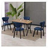 Hanah home Set Trpezarijski sto i 4 stolice Elma Navy Blue Walnut | Eponuda.com