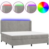  Box spring postelja z vzmetnico LED svetlo siva 200x200cm žamet, (20761216) | Shoptok.si