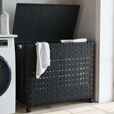  Košara za rublje s kotačima crna 66x35x60 cm od ratana | shoptok.hr