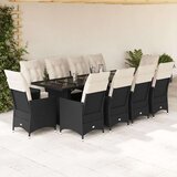 vidaXL vrtna bistro garnitura 11-delna z blazinami črn poli ratan, (21274730) | Shoptok.si