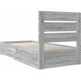  Krevetna konstrukcija Sivi Sonoma i srebrna 75 x 190 cm | shoptok.hr