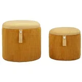 Taburet Poufs Luxe contemporain jaune moutarde lot de 2 Rumena