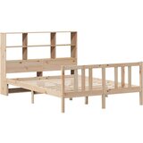  Krevet s regalom za knjige bez madraca 120x200 cm od borovine Prirodna 120 x 200 cm | shoptok.hr