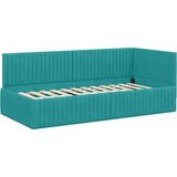  Kutni okvir kreveta s uzglavljem Tirkizna 90 cm x 200 cm Baršun | shoptok.hr