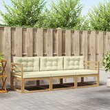  Set vanjskih sofa s jastukom 3 pcs Bijela i krem Poliester | Eponuda.com