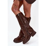Boto Insulated boots with rolled shaft and buckle chocolate Fiorae | Shoptok.si