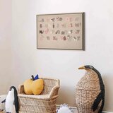  Slika - Alphabet at the Zoo - Joyful Animals and Their Names on a Beige Background 90x60 U prirodnom drvenom okviru | shoptok.hr