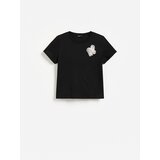 Reserved T‑shirt s dekorativnim aplikacijama - crno | shoptok.hr