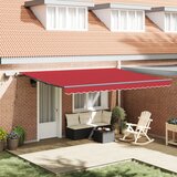 vidaXL ročna retraktibilna tenda z LED rdeča 450x300 cm, tenda za zamenjavo tkanine za okvir 4.5x3 m rdeča Cene