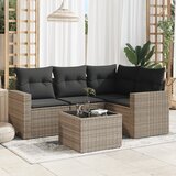 Maison Chic Seti vrtnega pohištva - Vrtna garnitura - Vrtni pohištvo set 5-delna z blazinami siv poli ratan, (21817662) | Shoptok.si