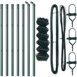 vidaXL Ograda od lanca sa 7 stupova 0.8x10 m Cinkani čelik Zelena | shoptok.hr