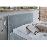 Meise Möbel Svetlo modra oblazinjena zakonska postelja brez letvenega dna 140x200 cm Mattis – | Shoptok.si