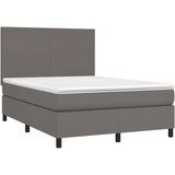  Box spring postelja z vzmetnico LED siva 140x190cm umetno usnje, (20894953) | Shoptok.si