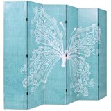  Sklopiva sobna pregrada s uzorkom leptira 228 x 170 cm plava | shoptok.hr