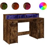  Radni stol s LED svjetlima boja hrasta 140x55x91 cm drveni | Eponuda.com
