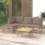 The Living Store Vrtna sedežna garnitura 5-delna s taupe blazinami bambus - Vrtna Sedežna Garnitura, (21465729) | Shoptok.si