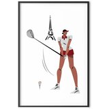 Plakat - Illustration of a Female Golfer with the Eiffel Tower in the Background 60x90 Crni okvir | shoptok.hr