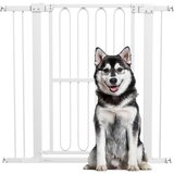 PawHut Varnostna loputa za pse 76–104 cm, zaklepljiva, stopniščna loputa brez vrtanja, bela, (5000240246) | Shoptok.si