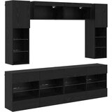  Set zidnog ormarića za TV 6 pcs Crni Hrast Konstrukcijsko drvo | Eponuda.com