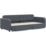 vidaXL Izvlečna dnevna postelja s predali temno siva 90x200 cm žamet | Shoptok.si