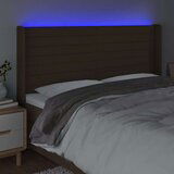  LED posteljno vzglavje temno rjavo 183x16x118/128 cm blago | Shoptok.si