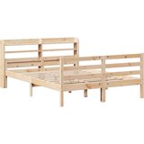 vidaXL Posteljni okvir z vzglavjem 140x190 cm trdna borovina | Shoptok.si