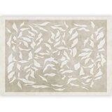 Foto tapeta - White leaves - abstract plant motif on beige background with frame 150x105 | shoptok.hr