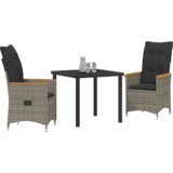 vidaXL 3-dijelni set vrtne blagovaonice s jastučićima sivi poli ratan | shoptok.hr
