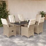  7-dijelni vrtni bistro set od poliratana s jastucima bež 190 x 80 x 75 cm | shoptok.hr