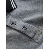 Ombre Men's melange polo shirt with striped collar - black melange | Shoptok.si