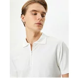 Koton Polo Neck T-Shirt Half Zipper Short Sleeve Cotton