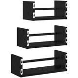  Set zidnih polica 3 pcs Crni hrast 40x16x14cm Konstruirano drvo | shoptok.hr