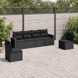  6-dijelni set vrtnih sofa s jastucima crni od poliratana | shoptok.hr