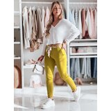 DStreet Spodnie damskie materiałowe chinosy z paskiem ROSSALI musztardowe | shoptok.hr