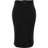 Trendyol Curve Black Plain Pencil Interlock Knitted Plus Size Skirt cene