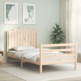 Maison Chic Posteljni okvir - Enojna postelja - Postelja za odrasle z vzglavjem 100x200 cm trden les-J9257, (21762201) | Shoptok.si