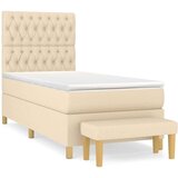vidaXL Box spring postelja z vzmetnico krem 90x190 cm blago | Shoptok.si