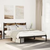 vidaXL Kovinski posteljni okvir brez vzmetnice dimljen hrast 150x200cm Cene