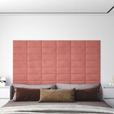 vidaXL Stenski paneli 12 kosov roza 30x15 cm žamet 0,54 m² | Shoptok.si