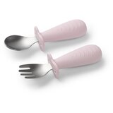 BabyOno Be Active Stainless Steel Spoon and Fork pribor za otroke Pink 12m+ 2 kos | Shoptok.si