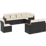 Maison Chic Seti vrtnega pohištva - Vrtna garnitura - Vrtni pohištvo set 8-delna z blazinami črn poli ratan, (21799832) | Shoptok.si