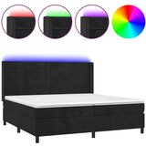  Krevet box spring s madracem LED crni 200x200 cm baršun | shoptok.hr