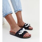 Gemre Black flip-flops on cork sole with Zlatna coral Cene
