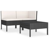 Maison Chic Seti vrtnega pohištva - Vrtna garnitura - Vrtni pohištvo set z blazinami 3-delna poli ratan črna, (21797511) | Shoptok.si